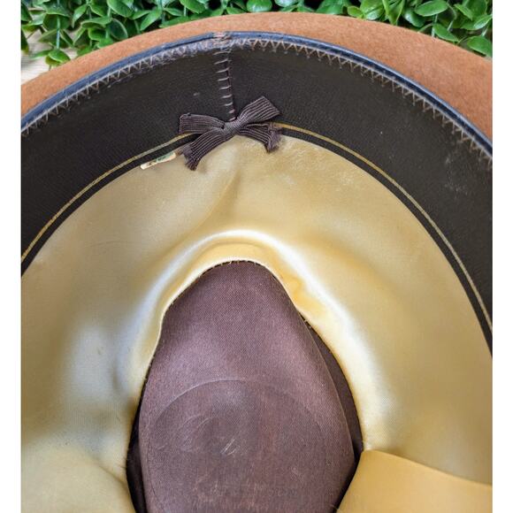 Vintage Stetson Men's Mallory Saddle Brown Caramel Wool "Furlana" Fedora Size 7 - Picture 11 of 11